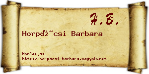 Horpácsi Barbara névjegykártya
